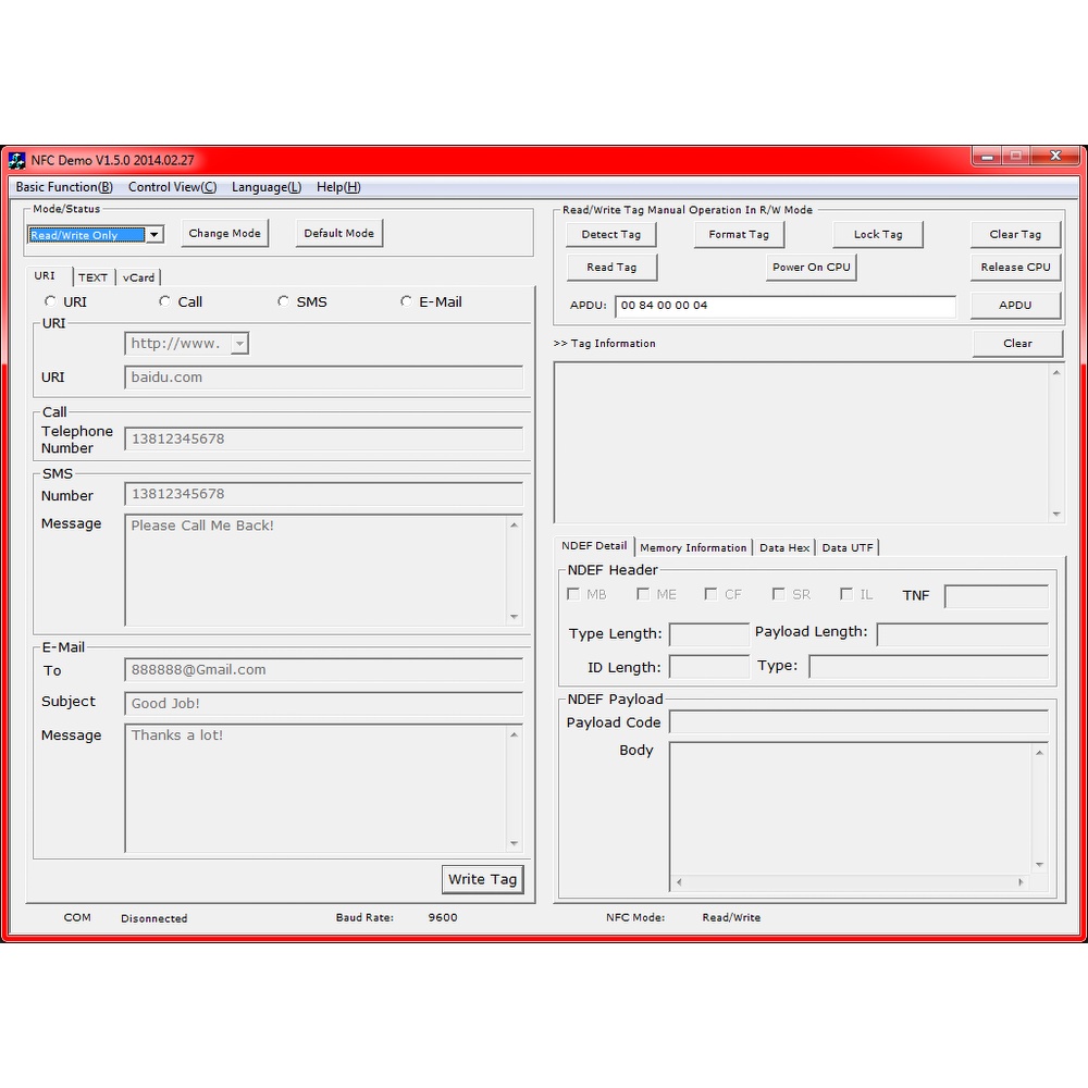 Oprogramowanie dla programatora NFC